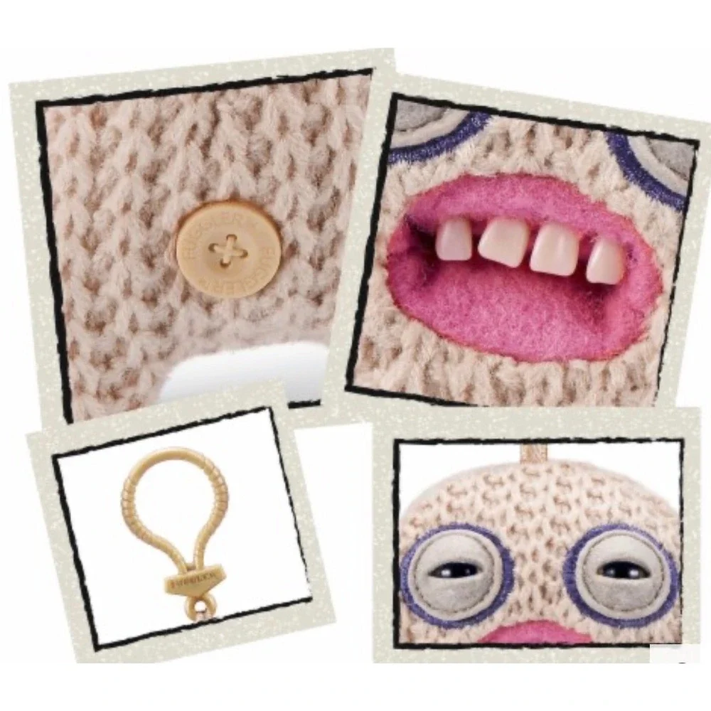 Zuru Fuggler Keyring Monster Unisex OS Beige New Knit‎ Plush Teeth Keychain
